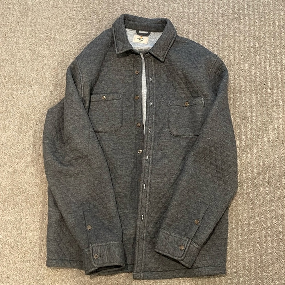 Super soft Marine Layer over-shirt in a charcoal gray.  Size Large.